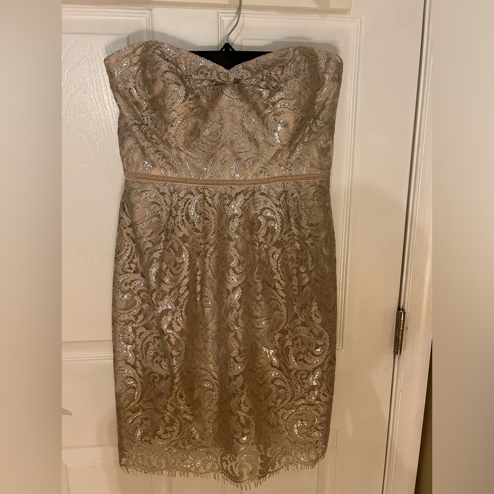 Jenny Yoo strapless dress in champagne